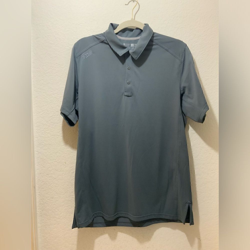 5.11 Tactical Gray Polo Collared Shirt Quarter Snap Button Medium